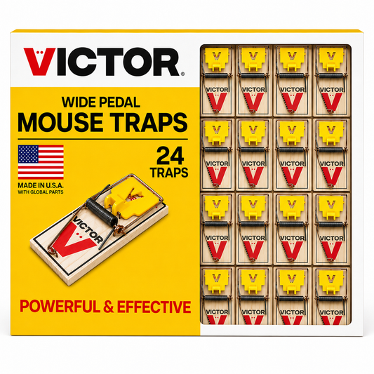 Victor Mouse Traps 24-Pack Wood Snap Traps, Reusable Indoor Rodent Control